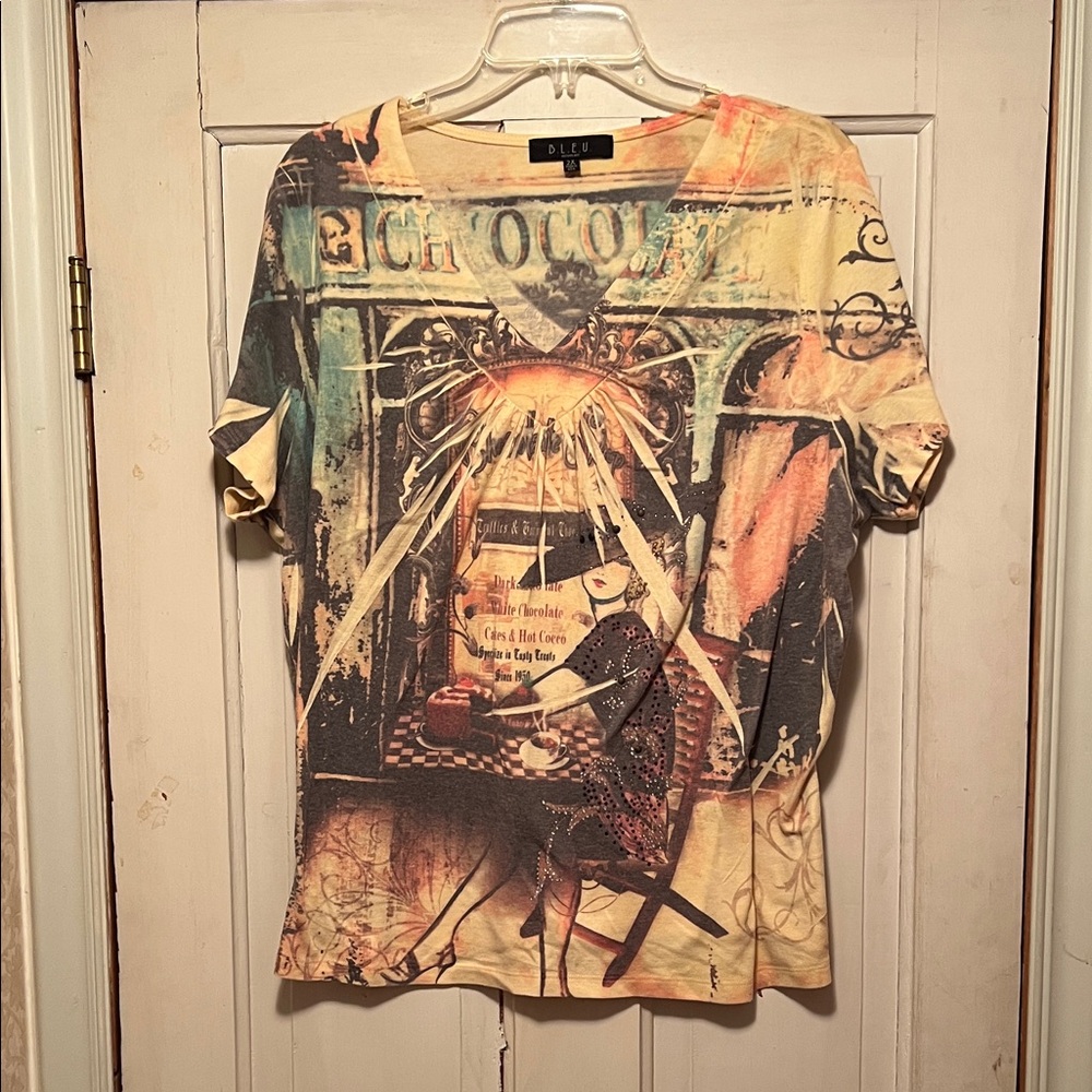 B.L.E.U. Multicolor Graphic Short Sleeve Tee